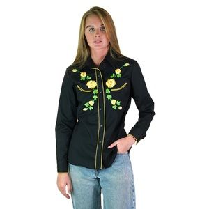 VINTAGE WESTERN - Embroidered Western Shirt with Pearl Snaps Vintage 70s